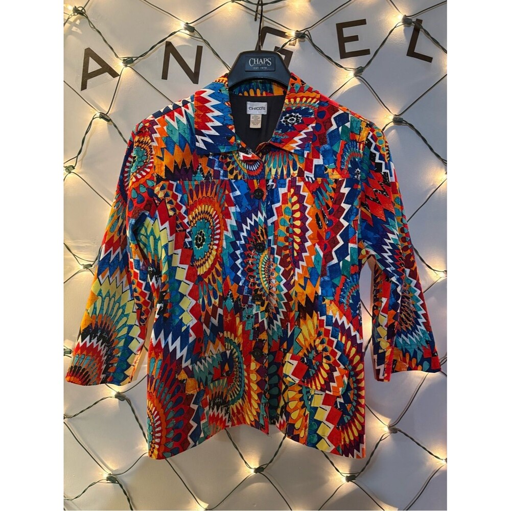Chico's Multicolor Geometric Burst Jacket #1964